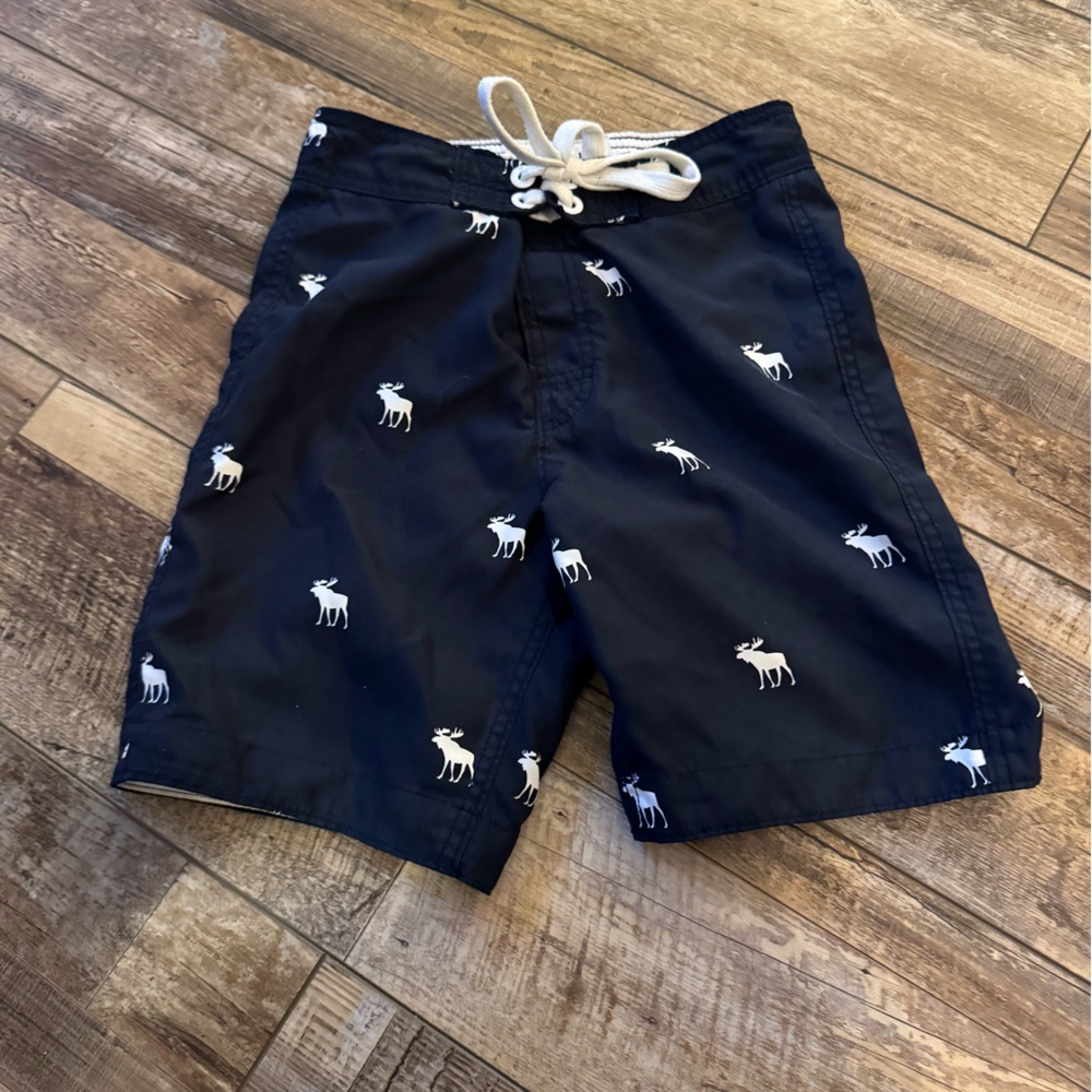 Abercrombie & Fitch Black Swim Shorts with White Drawstring
